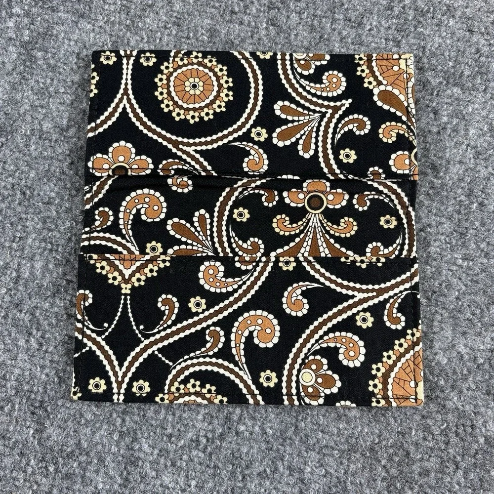 Y2K  Vera Bradley Checkbook Wallet Black Brown Paisley Boho Preppy‎